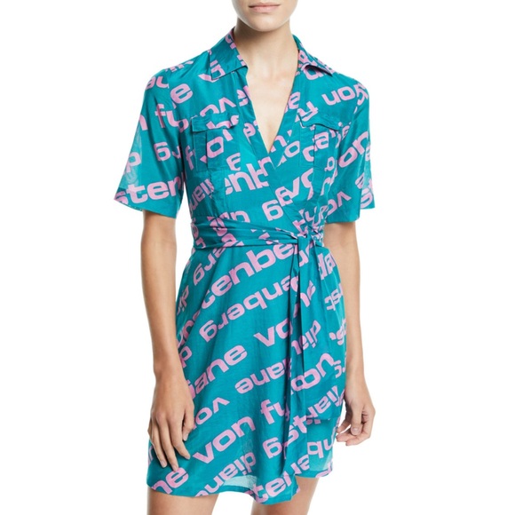 Diane Von Furstenberg Dresses & Skirts - DVF Clarem Short-Sleeve Collared Wrap Dress